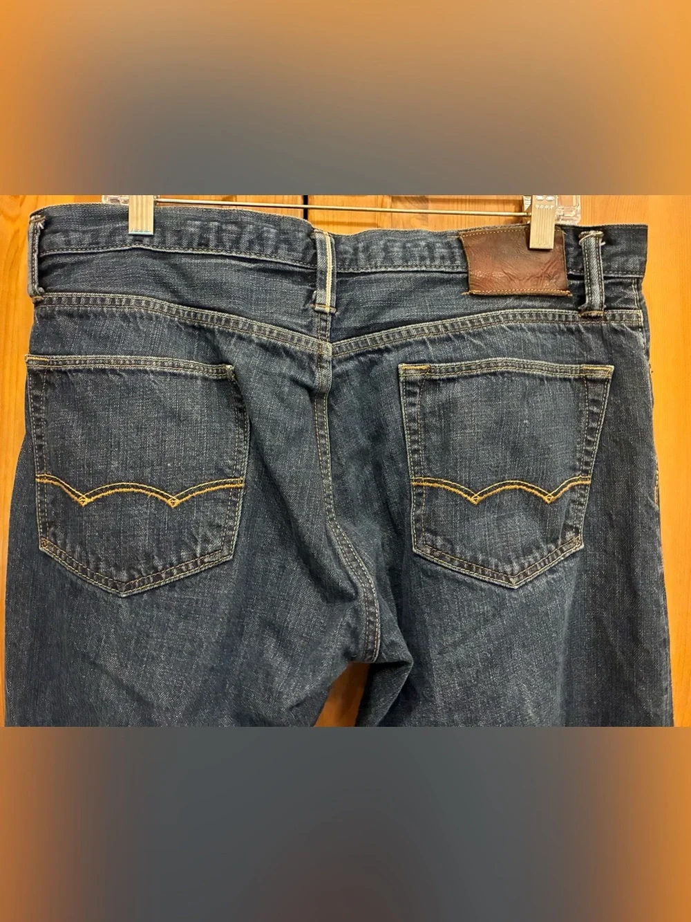 American Eagle Button Fly Blue Jeans Skinny Straight Mens 36x32